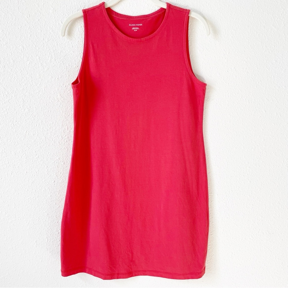 Eileen Fisher Red Tank Dress Size Petite Small Minimalist Colorful Coastal